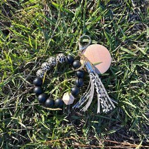 Leopard Bracelet Keychain Bangle with Tassel